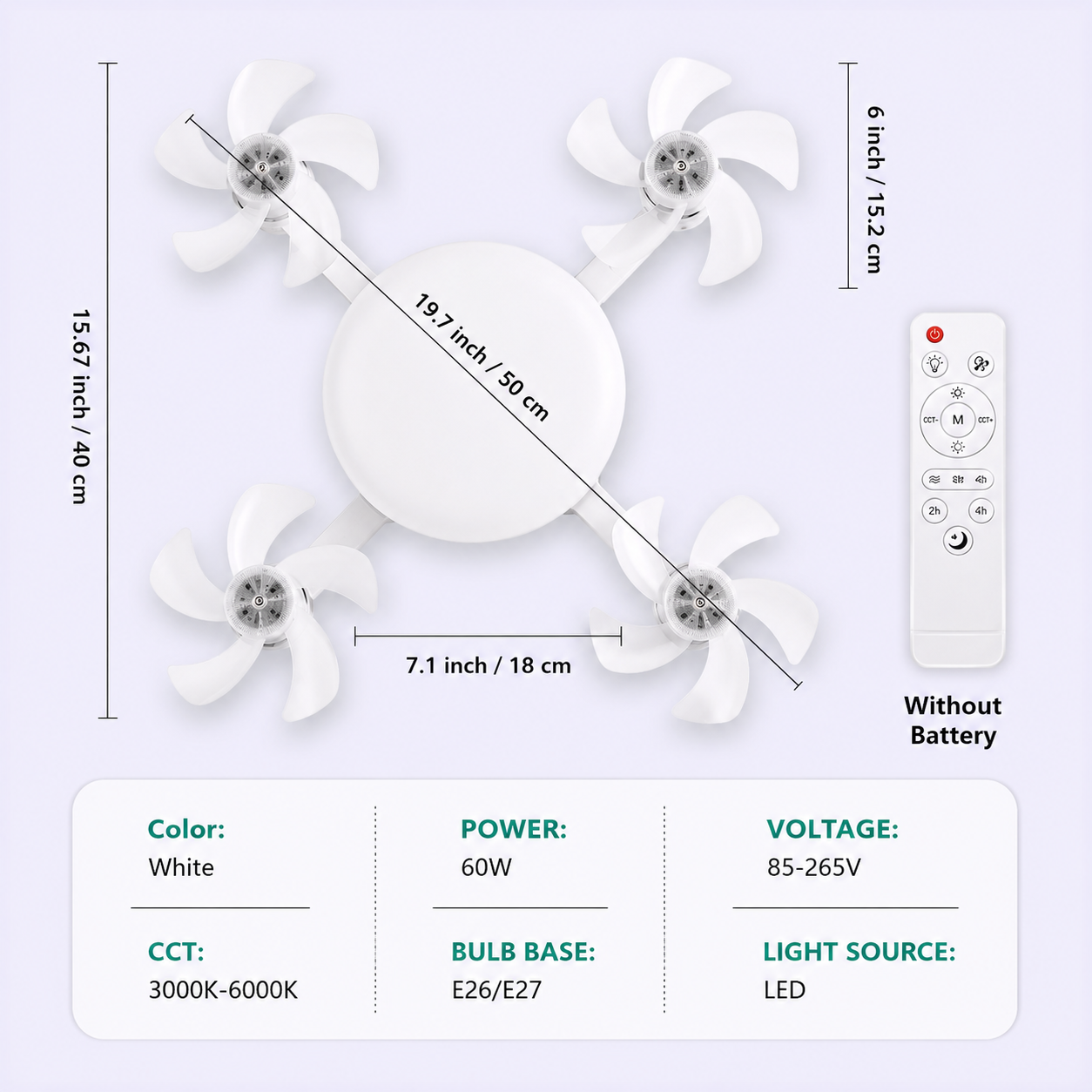 Aéro™ 4-Head Socket Fan Light