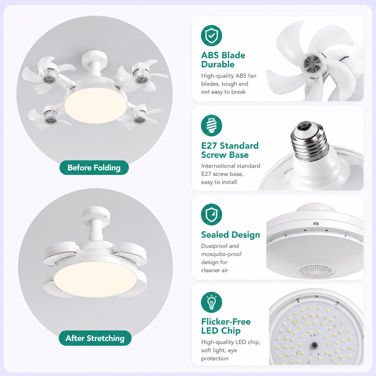 Aéro™ 4-Head Socket Fan Light