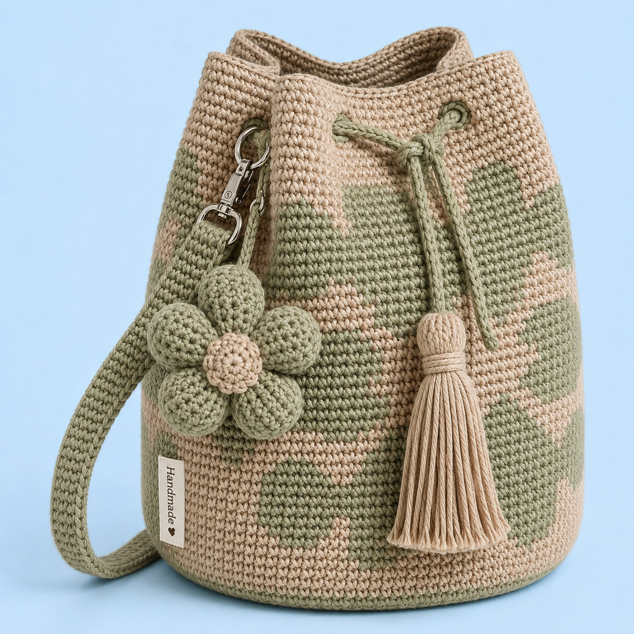 Handmade Crochet Flower Bag with Tassels